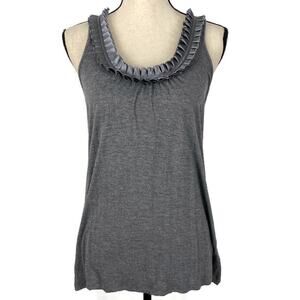 Jaden Ruffle Tank Top Sleeveless Satin Scoopneck Gray Womens sz Small Viscose